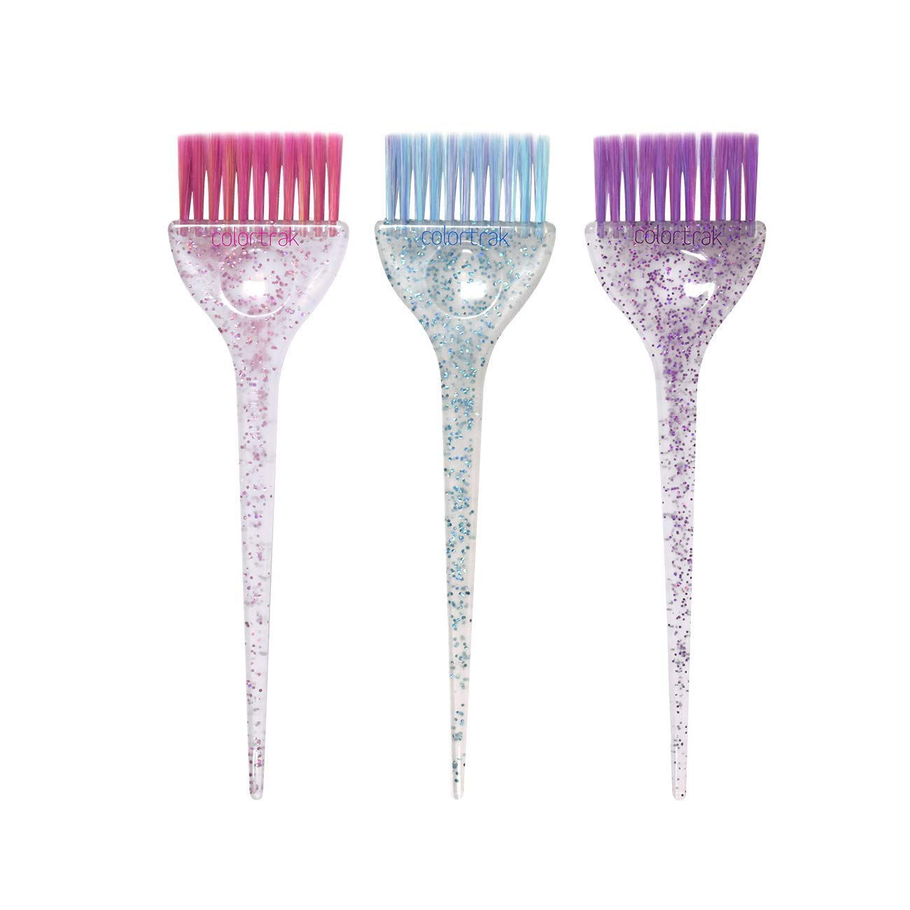 Colortrak 3 Pack Colours Tint Brushes, Multicolor Glitter Brush Trio, Colorful Blend of Soft Feathered Bristles, Cosmic Multicolor Glitter Handle, 3 Brushes Per Pack, 3.5 x 11 inch Pack : Beauty