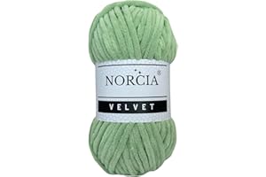 NORCIA Soft Velvet Yarn Chenille Yarn for Crocheting Super Bulky (100g-3.50oz) (68m-74.3 yds) Baby Blanket Yarn for Knitting Amigurumi Yarn for Crochet Weaving Craft (Asparagus Green, 1 Skein)