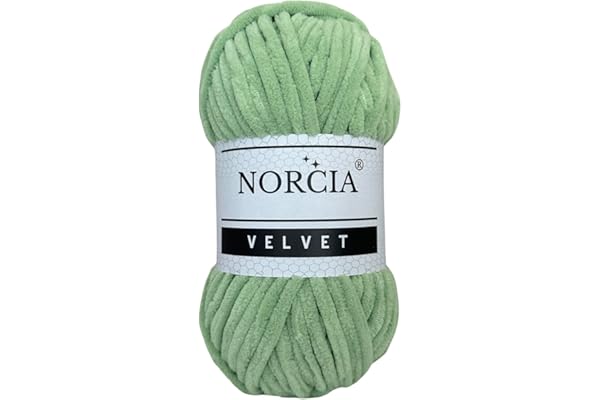 NORCIA Soft Velvet Yarn Chenille Yarn for Crocheting Super Bulky (100g-3.50oz) (68m-74.3 yds) Baby Blanket Yarn for Knitting Amigurumi Yarn for Crochet Weaving Craft (Asparagus Green, 1 Skein)