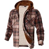 Yasumond Mens Fleece Hoodies Sweatshirt Plaid Flannel Heavy Sherpa Lined Full Zip Jacket Warm Winter Coats