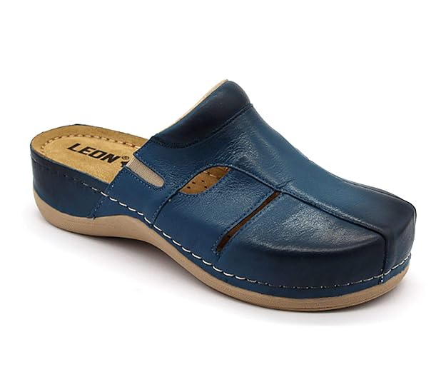 Leon 925 Komfortschuhe Lederschuhe Pantolette Hausschuhe Clog, Damen