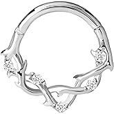 FLOGWE 16G Septum Rings, 8mm 10mm 316L Stainless Steel Nose Ring Hoop, Vine Shaped Cartilage Earrings for Women, Tragus Helix Rook Daith Body Piercing Jewelry