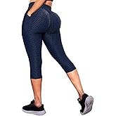 Msicyness Leggings Women's High Waist Yoga Pants Butt Lift Tummy Control Leggings Textured Scrunch Booty Tights