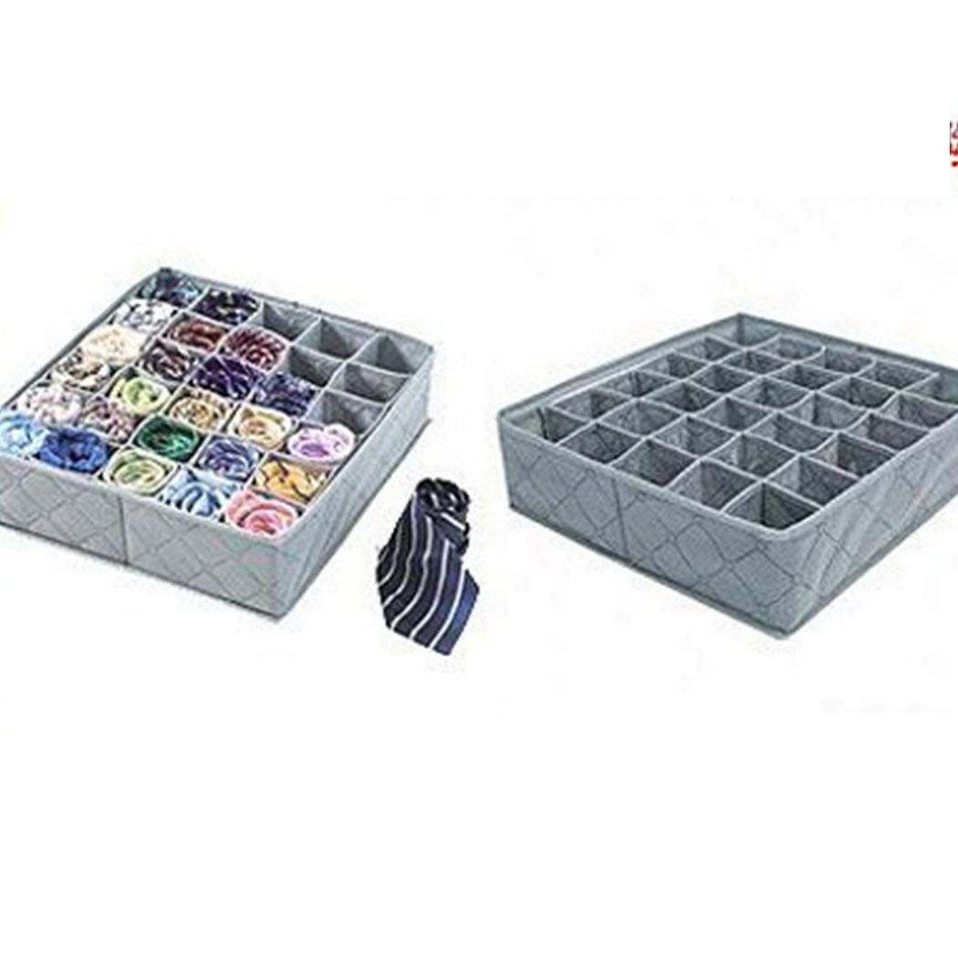 linselles Carbone di bambù Scatola da 30 Scomparti Durevole Solidi Intimo Calzini Cravatta Scatola di Immagazzinaggio Cassetti