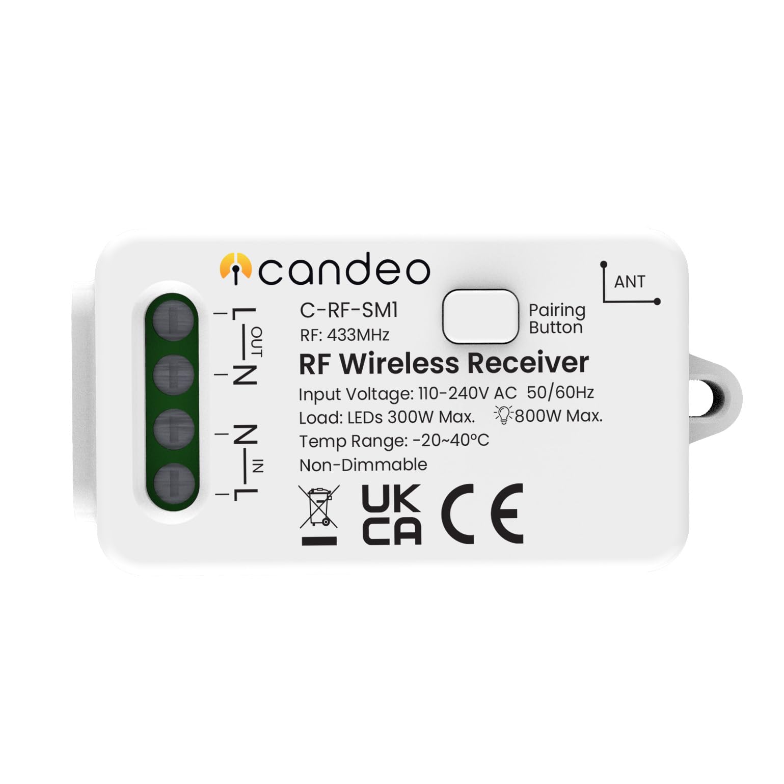 Candeo Wireless Smart Switch Receiver | RF Module for Seamless Integration with Kinetic Switches & Fobs | Easy Installation & Eco-Friendly Lighting Control — image 1