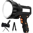 Cybbo Powerful Spotlight - Super Bright 6000 Lumen Rechargeable Flashlight with 3 Light Modes, Long Battery Life, Waterproof, Durable ABS & Aluminum Alloy Construction, Adjustable Tripod & Strap