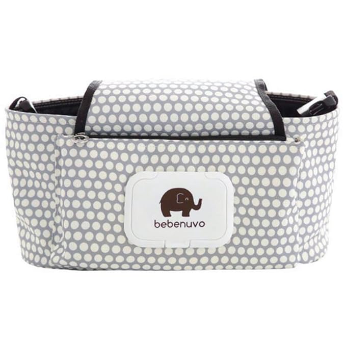 Organizador de cochecito de bebe Bolsa Cochecito de Bebé Cochecito Bebé Bolso del basculador del carro Colgando Almacenamiento Bolso Infantil Cochecito Botella Pañal Bolsa (Punto blanco)