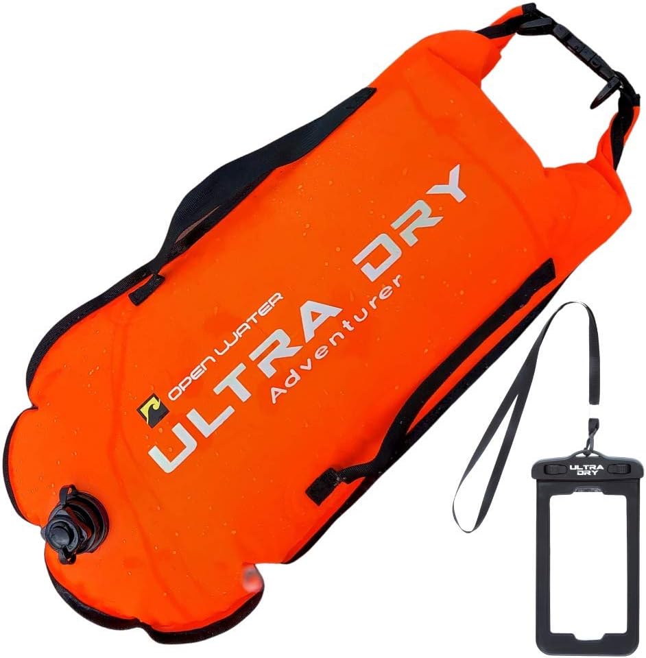 Ultra Dry Adventurer Swim Buoy Tow Float 28L Orange with Waterproof Phone Case