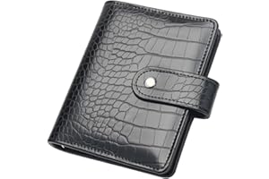 NatSumeBasics Black A7 Binder Wallet Cash Envelopes Budget Binder 4.7" x 5.7" Crocodile Faux Leather Notebook Cover 6 Rings Folders for Planner Organizer Traveller Journal(Black Crocodile)