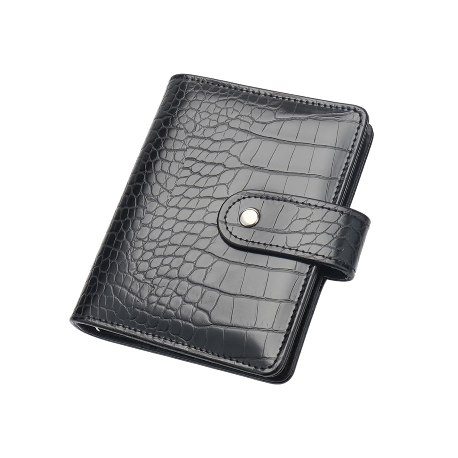 NatSumeBasics Black A7 Binder Wallet Cash Envelopes Faux Leather Budget Binder Crocodile Pattern Notebook Cover 6 Rings Folders for Organizer Traveller Journal (Black)