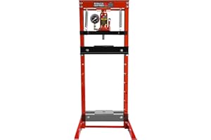 MAKASEIYA 12 Ton Hydraulic Shop Press,H-Frame Garage Floor Adjustable Shop Press with Pressure Gauge,Adjustable Working Table Height for Gears and Bearings