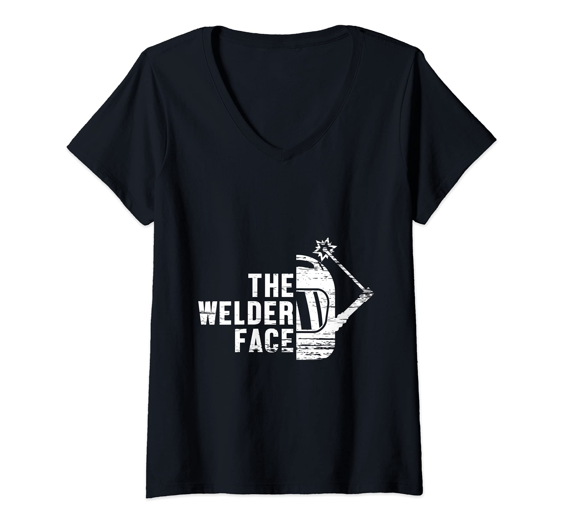 Womens The Welder Face Welder Engineer Engineering Welding V-Neck T-Shirt