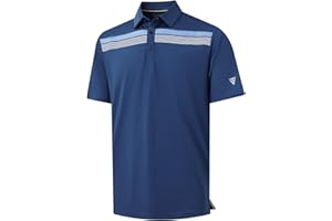 M MAELREG Golf Shirts for Men Short Sleeve Regular Fit Moisture Wicking Performance Casual Striped Print Mens Polo Shirts