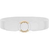 JASGOOD Women Wide Waist Belt Stretchy Elastic Vintage Belts for Dress Ladies Belt with Circle Buckle