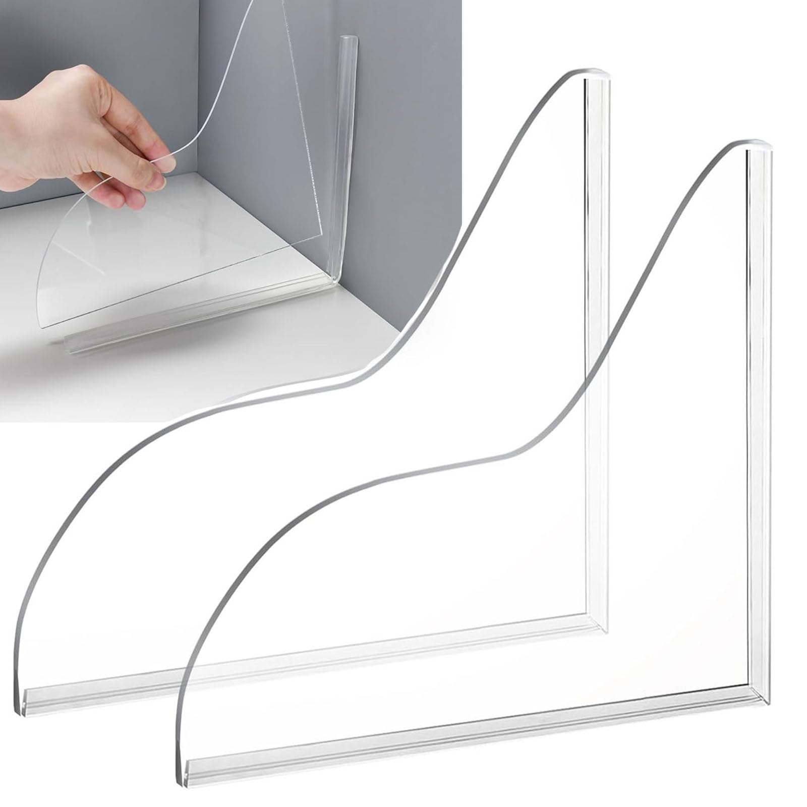 KBCYRT 2Pack Shower Splash Guard, Sink Splash Guard, Splash Guards, Bath Splash Guard, for Bathtub Splash Guard Removable, Bathtub Water Splash Guards Corner Guards to Keep Water in Shower Bath