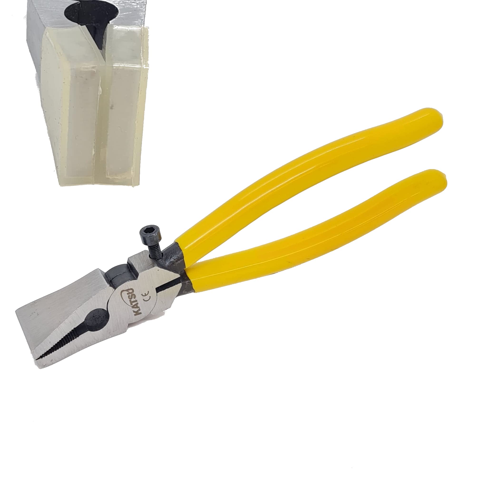 KATSU Glass Breaking Running Pliers 200mm, Heavy Duty Flat Nose Glass Cutting Tool for Stained Glass, Mosaics, Fusing, Breaking 347247