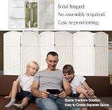INMOZATA Handwoven Wicker Room Divider 6 Panel Foldable Privacy Screen White view 5