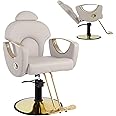 MIMWOW Salon Barber Chair, Reclining Salon Chair for Hair Stylist, Hair Chair with Heavy Duty Hydraulic Pump, 360 Degrees Swivel, Styling Braiding Hairdresser Chair for Home Barbershop, Gray