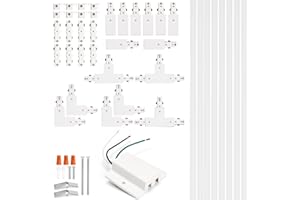 H Track Lighting Rails Kit - iCreating 26ft White Track Light Tracks 3 Wire with Floating Canopy Connector, I and L Connectors for Single Circuit H Type LED Tracks Lighting Heads Fixtures