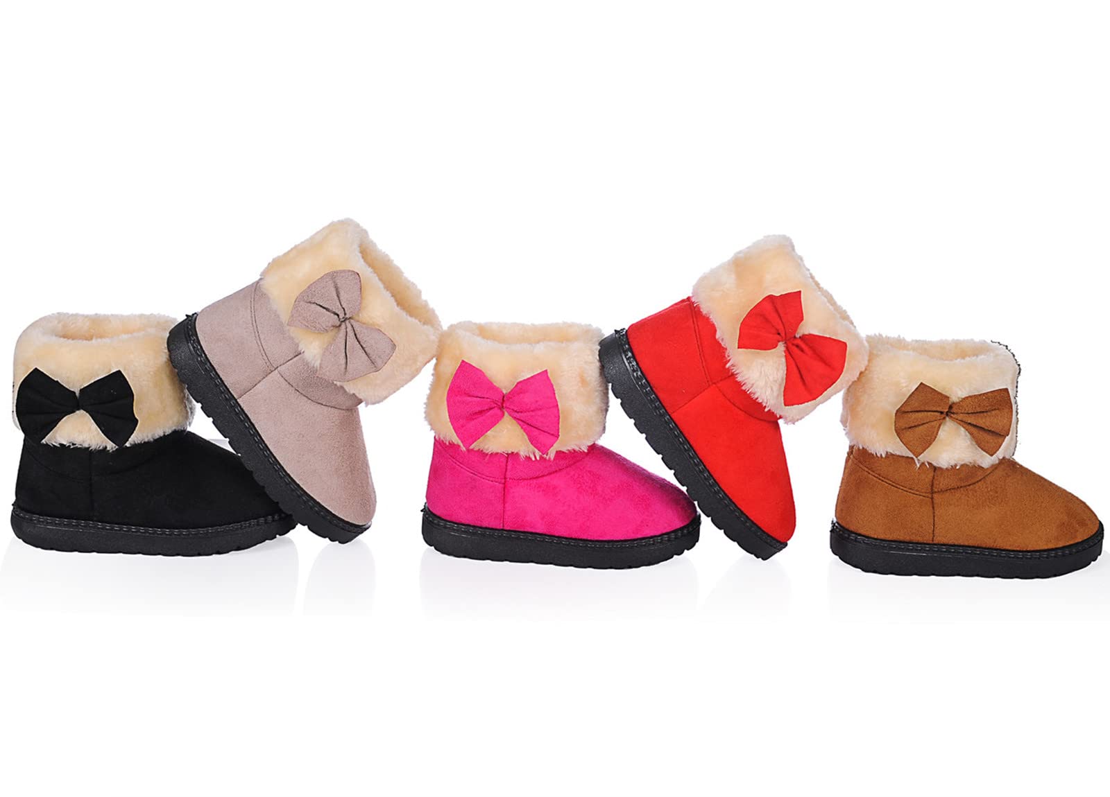 DADAWEN Baby's Girl's Toddler Fashion Cute Bowknot Fur Lining Princess Warm Snow Boots