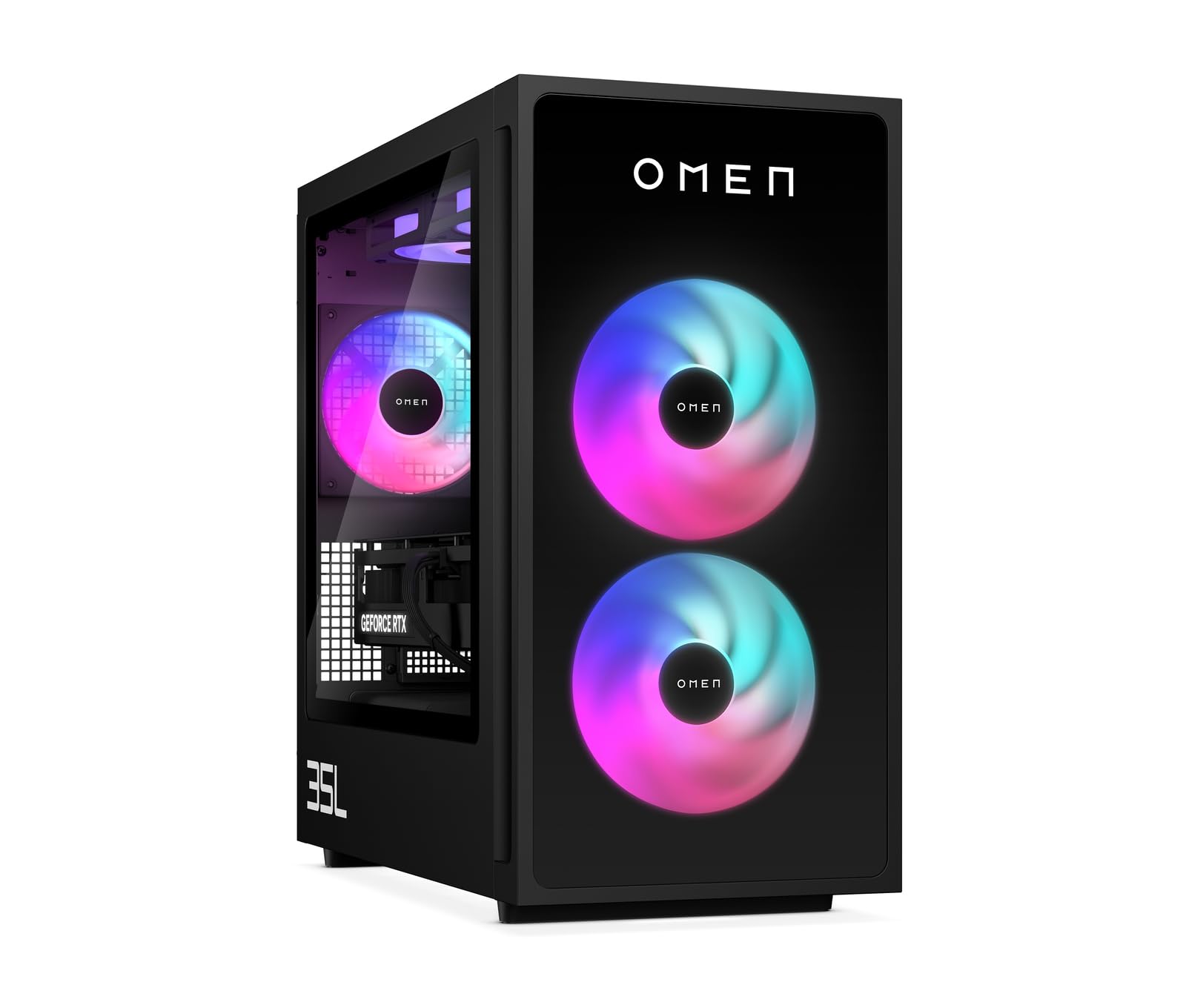 Omen GT16-0291ng 35L Gaming Desktop PC, Intel Core Ultra 9 285K, 64GB DDR5-SDRAM, 2 TB SSD, NVIDIA GeForce RTX 5080, Tower PC, Windows 11 Home, Schwarzes Metall mit Glas Blende