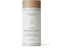 STONEHENGE HEALTH Stonehenge Dynamic Health Mushrooms 1,400 mg – 5 Mushroom Complex (Lion’s Mane, Reishi, Chaga, Maitake, Shiitake) – 100% Fruiting Bodies, Nootropic – Brain, Memory, Focus & Immune Support – 60 Caps