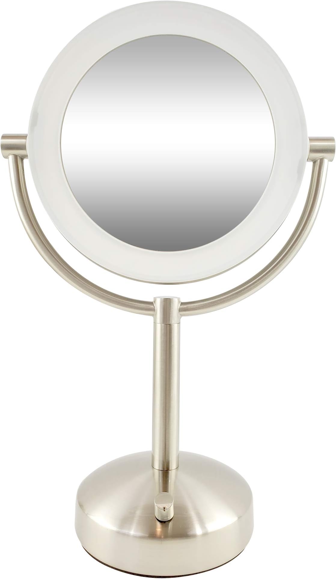 Tabletop LED Light Makeup Mirror, AC Adaptor, 10x/1x Magnification, Chrome Finish by Brookstone
