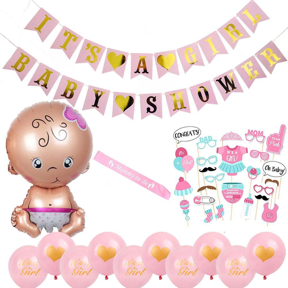 It S A Girl Banner Party Balloons Supplies Birthday Baby Girl