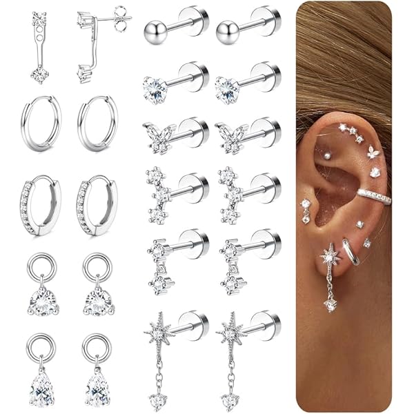 Surgical Steel Flat Back Earrings Jstyle Hypoallergenic Earrings