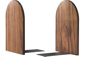 LUXDECOR Large Bookend Hold Heavy Books- 7x4x5in 1 Pack Wood Bookends for Heavy Books Heavy Duty Walnut Book Ends for Men Wood Bookends for Office Desk Non-Skid