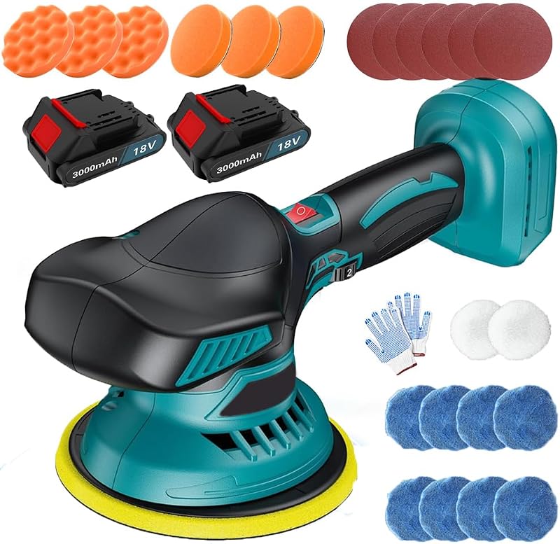 SEHMTSRF Cordless Buffer Polisher 6 Inch 3000mAh Makita Battery 23pc Kit