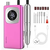 Electric Nail Drill Professional: Rechargeable Nail File with Bits for Acrylic Gel Nails, Professional Nail Drill Manicure Pedicure Polishing Shape Tools for Home Salon