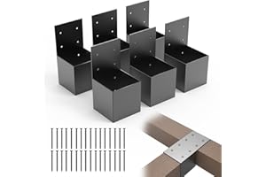 YEOOE 6 Pack Pergola Brackets 4x4 (Actual: 3.5x3.5 Inch), Rafter Post Connectors, Deck Railing Kit, Wall Mount for Lumber Gazebo Sunroom Carport