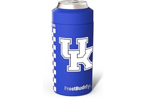 Frost Buddy Universal Can Cooler - Fits All - Stainless Steel Can Cooler for 12 oz & 16 oz Regular or Slim Cans & Bottles - Stainless Steel (Kentucky Wildcats - Royal)