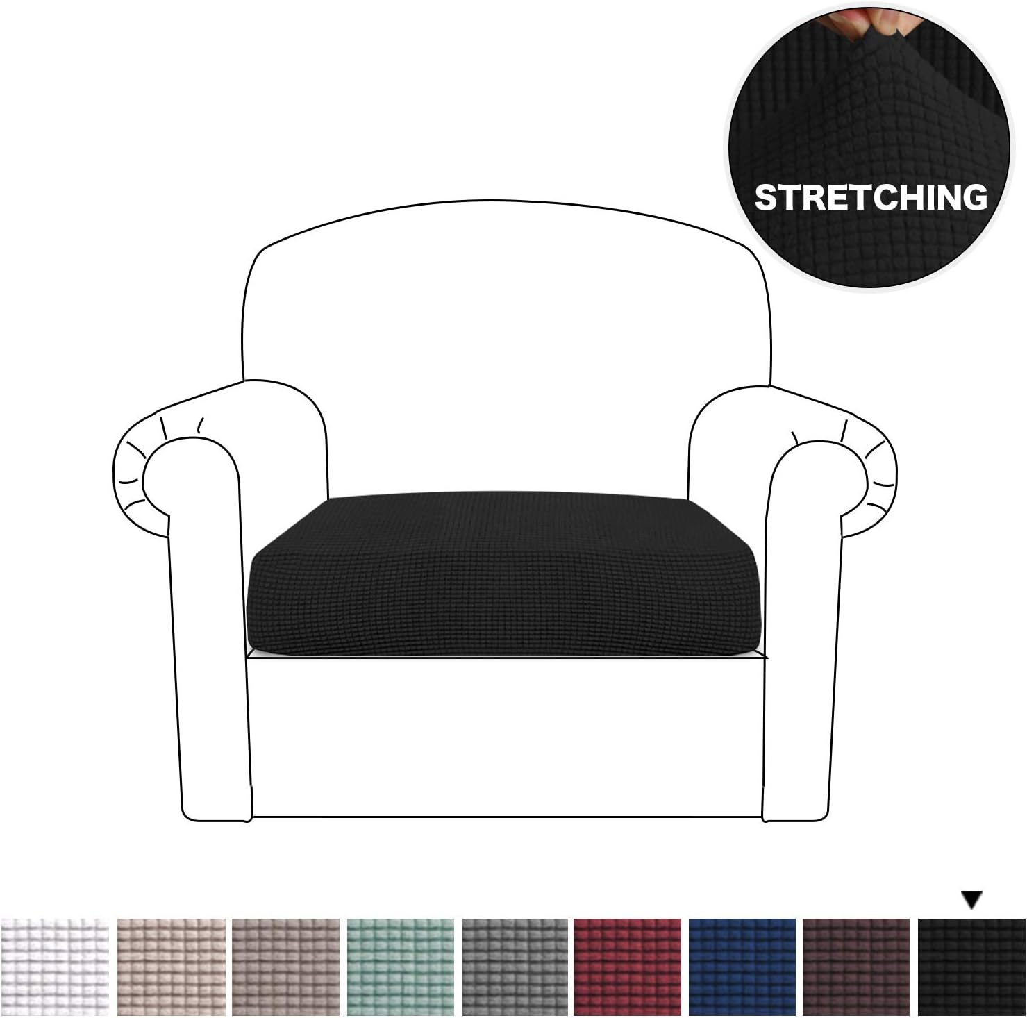 BellaHills Stretch Sofa Seat Cushion Cover Sofa Couch Cushion Furniture Protector Sofa Slipcover with Elastic Bottom Spandex Jacquard Fabric Small Checks(1 Piece