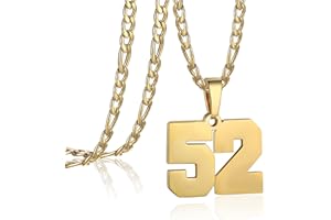 AIAINAGI Number Necklace for Men Stainless Steel Athletes Number Charm Pendant Personalized Sports Jewelry for Boy Basketball Baseball Football