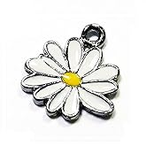 NP Supplies 12 Little White Yellow Daisy Flower 15x15mm Charms Enamel Charm Pendant (NS298)