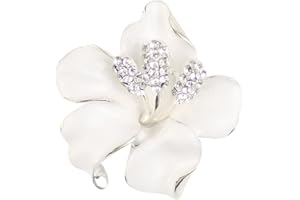 Merdia Brooch Pin for Women Flowers Brooch with Created Crystal | Elegant Brooches and Pins for women | Pearl Brooches for women with Flower Pins | Designer Brooch Collar Pins for women, Purple/White/Red, 29.8g