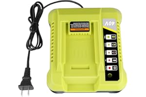 KUNLUN OP401 40-Volt Battery Lithium-Ion Charger for Ryobi 40V OP4050A OP4026 OP40601 OP4040 OP4030 OP4015 OP40201 Li-ion Battery with LED Indicator(40V Batteries Not Included)