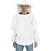 VIVO Professional White Large Beekeeping Suit, Jacket, Pull Over, Smock with Veil, BEE-V105
