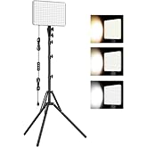 1-Pack LED Video Lighting Kit, Anautin 15W/1700Lux Photography Lighting with Tripod Stand, 2500-8500K Dimmable Streaming Light for Video Recording, Gaming, Podcast, Barber, Salon, TikTok, YouTube
