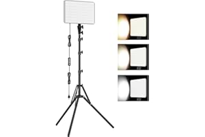 1-Pack LED Video Lighting Kit, Anautin 15W/1700Lux Photography Lighting with Tripod Stand, 2500-8500K Dimmable Streaming Light for Video Recording, Gaming, Podcast, Barber, Salon, TikTok, YouTube