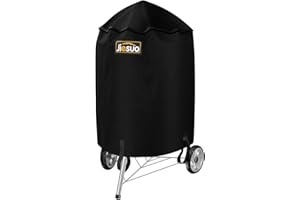 Jiesuo BBQ Grill Cover for Weber Charcoal Kettle: Heavy Duty Waterproof 22 Inch Weather Resistant Barbeque Grill Covers