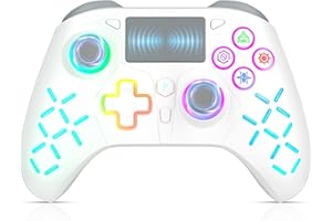 GAMROMBO LED Wireless Controller for PS4, RGB Lighting Gamepad for Playstation 4/PS4 Slim/PS4 Pro with Turbo/6-Axis Motion Sensor/1200mAh Battery/3.5mm Audio Jack/Marco