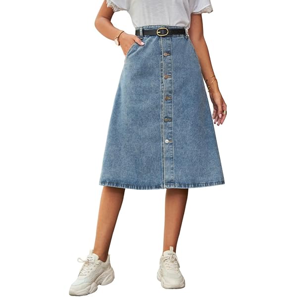 Amazon.com: Long Denim Skirt for Women Casual A-Line Denim Amazon.com: Long Denim Skirt for Women Casual A-Line Denim