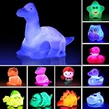 Jomyfant Baby Bath Toys,12 Packs Light Up Floating Rubber Toys Flashing Color Changing Light in Water Bathtub Shower Games To