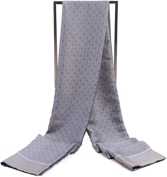 Amazon Fadves マフラー メンズ シルク スカーフ ストール 大判 幾何柄 欧米風 両面 薄手 春夏秋冬 カジュアル シンプル 紳士 ビジネス 結婚式 通勤 通学 グレー ストール マフラー 通販