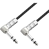 PNGKNYOCN 1/4 inch TRS Cable Right Angle 6.35mm Male to 6.35mm Male 90 Degree Stereo Audio Extension Cable for Guitar,Amplifiers, Mixers,Microphones,Etc (50cm)