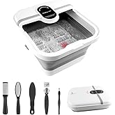 teepten Collapasible Foot Spa Bath Massager with Heat, Pedicure Foot Spa with Bubbles/Timer/Temperature Control, Feet Soak Tub for Home, Office, Relaxation and Stress Relief, Gift for Men and Women