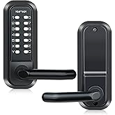 Mechanical Waterproof Code Lock with 2-3/8" or 2-3/4" Deadlatch, Black | Sunscreen and Weatherproof,keyless Keypad Entry Door Lock,for Home,fence,Office,Exterior or Interior,Indoor or Outdoor use